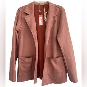 S+M Hem & Thread Cozy Suede like Women's Pink Blazer Jacket